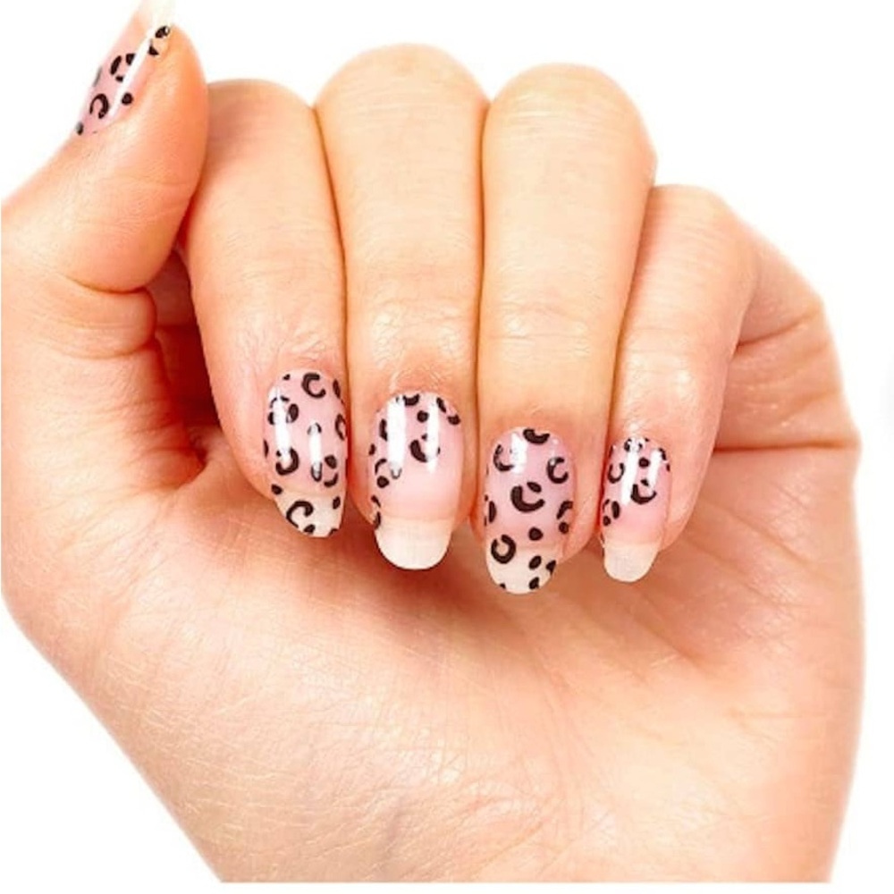 Color Street Pink and Black Leopard Nail Wraps